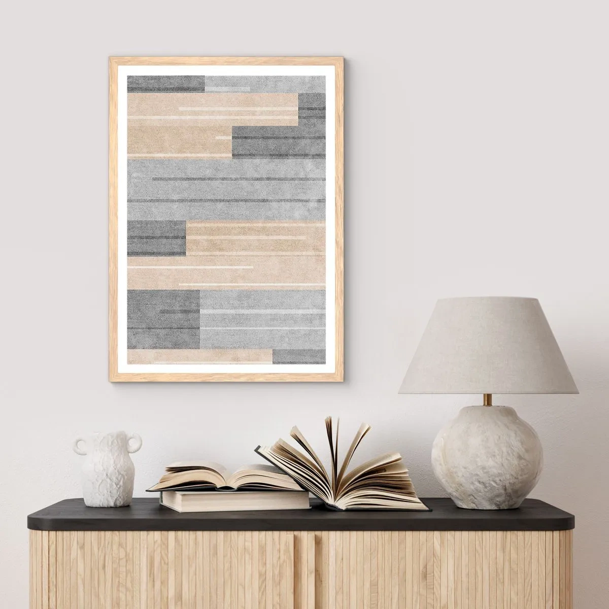 Poster in einem Rahmen aus heller Eiche - Komposition: Vertikal halten - 40x50 cm