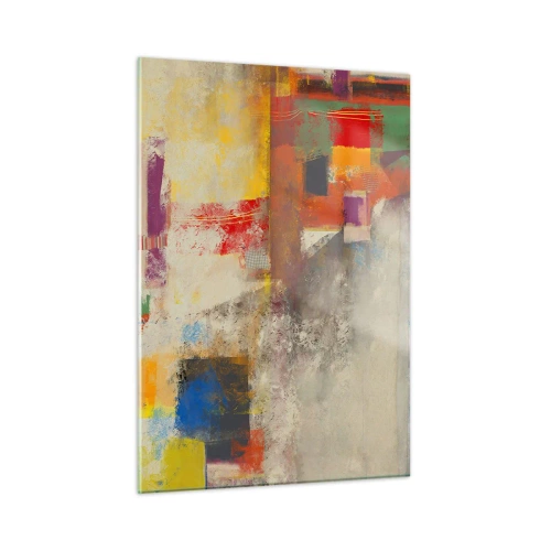 Glasbild - Bild auf glas - Bunte Abstraktion mit geometrischen Formen - 50x70cm - Geometrie der Farben - Moderne Wanddekoration für Wohnzimmer und Schlafzimmer ARTTOR