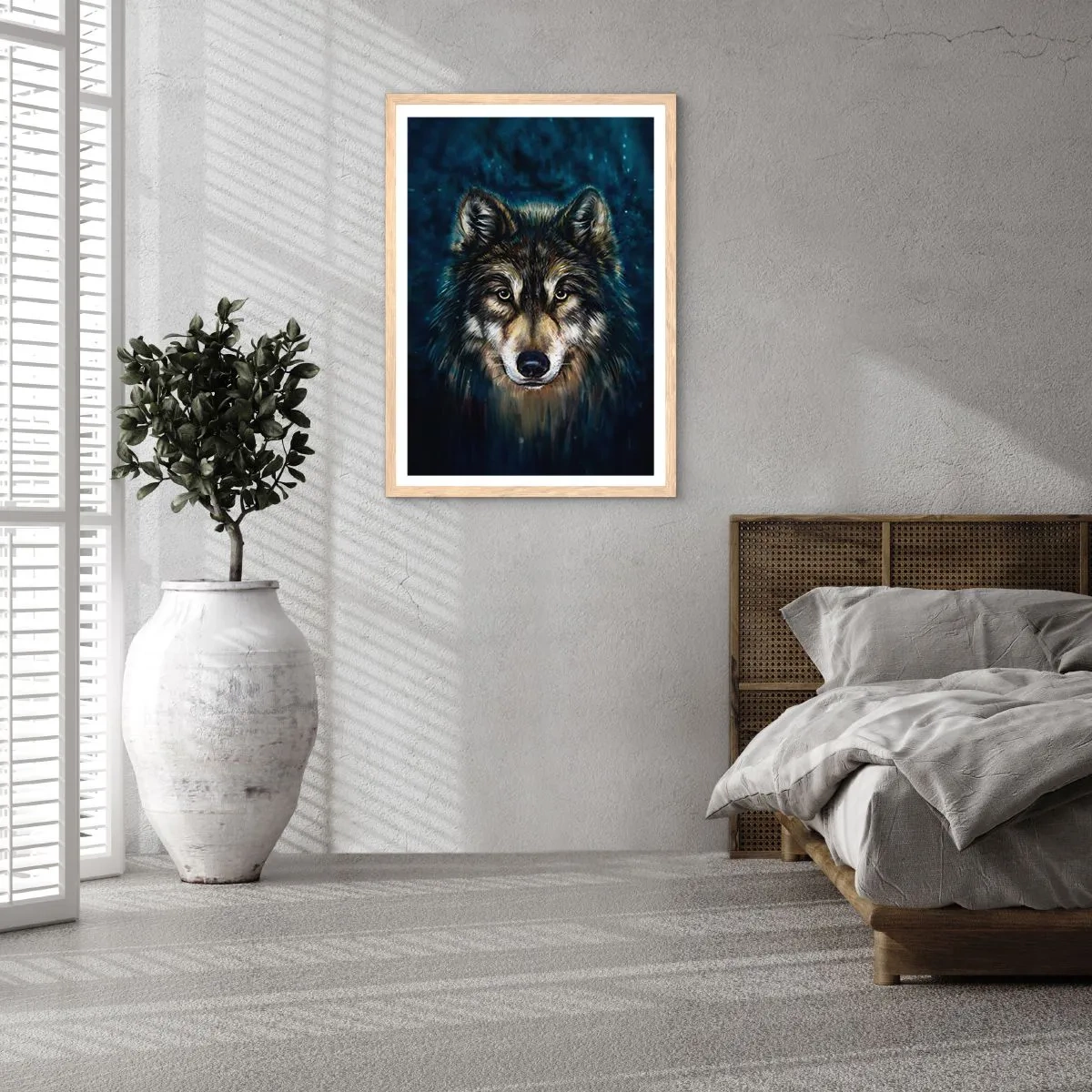 Poster in einem Rahmen aus heller Eiche - Alpha? Und Omega - 70x100 cm