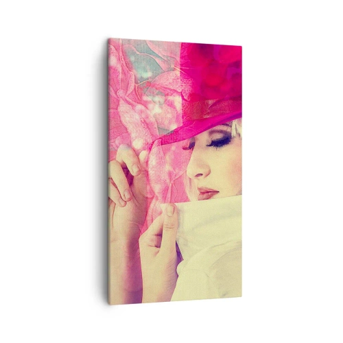 Bild auf Leinwand - Leinwandbild - Retro-Porträt in einem rosa Nebel - 45x80 cm