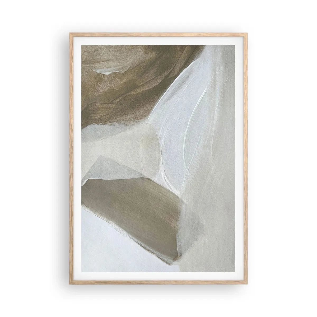 Poster in einem Rahmen aus heller Eiche - Welle aus Weiß - 70x100 cm
