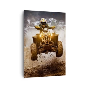 Bild auf Leinwand - Leinwandbild - Extremes Quadfahren im schlammigen Gelände - 70x100cm - Kein Risiko kein Spaß - Moderne Wanddekoration für Wohnzimmer und Schlafzimmer ARTTOR