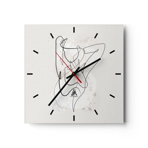 Wanduhr - Glasuhr - Abstrakte Linienkunstfigur auf hellem Hintergrund - 30x30cm - Die Kunst der Verführung - Moderne Wanddekoration für Wohnzimmer und Schlafzimmer ARTTOR