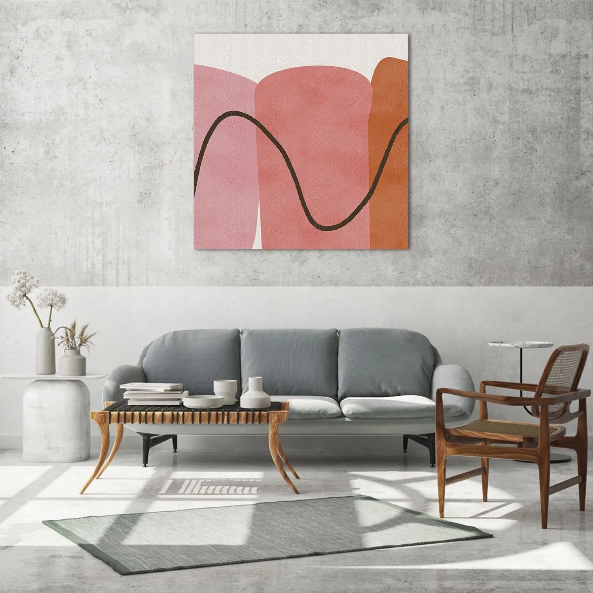 Glasbild - Bild auf glas - Sanfte Bewegung der Formen - 60x60 cm