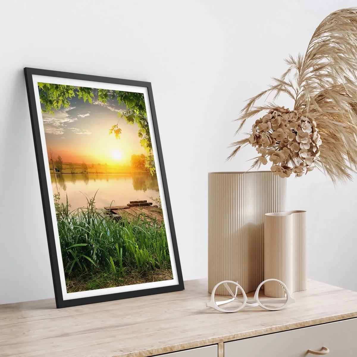 Poster in einem schwarzem Rahmen - Landschaft in einem grünen Rahmen - 40x50 cm