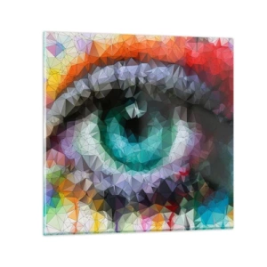 Glasbild - Bild auf glas - Kristallines Leuchten der Augen - 70x70 cm