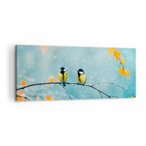 Bild auf Leinwand - Leinwandbild - Vogelklatsch - 100x40 cm