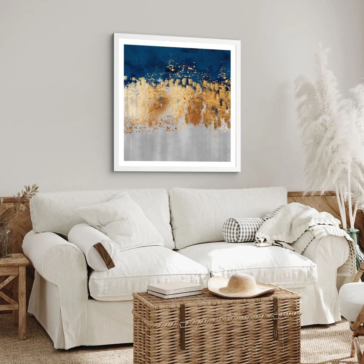 Poster in einem weißen Rahmen - Moderne Komposition mit Glanz - 40x40 cm