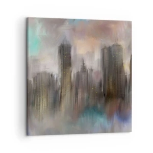 Bild auf Leinwand - Leinwandbild - Eine Komposition aus Stahl, Stein und Nebel - 50x50 cm