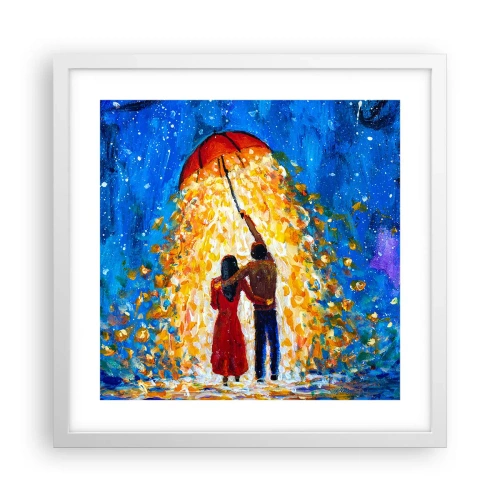 Poster in einem weißen Rahmen - Zauber eines Regenabends? - 40x40 cm