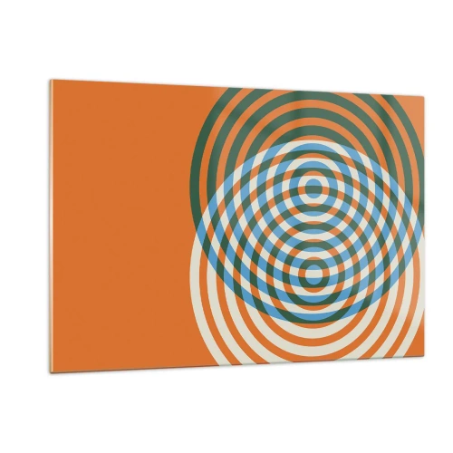 Glasbild - Bild auf glas - Abstrakte geometrische Grafik mit konzentrischen Kreisen - 120x80cm - Abstrakte kreisförmige Variation - Moderne Wanddekoration für Wohnzimmer und Schlafzimmer ARTTOR