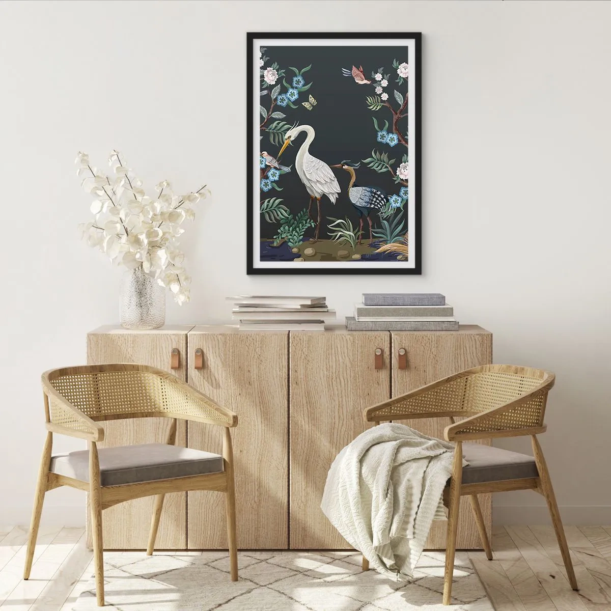 Poster in einem schwarzem Rahmen - Vogelparade - 70x100 cm