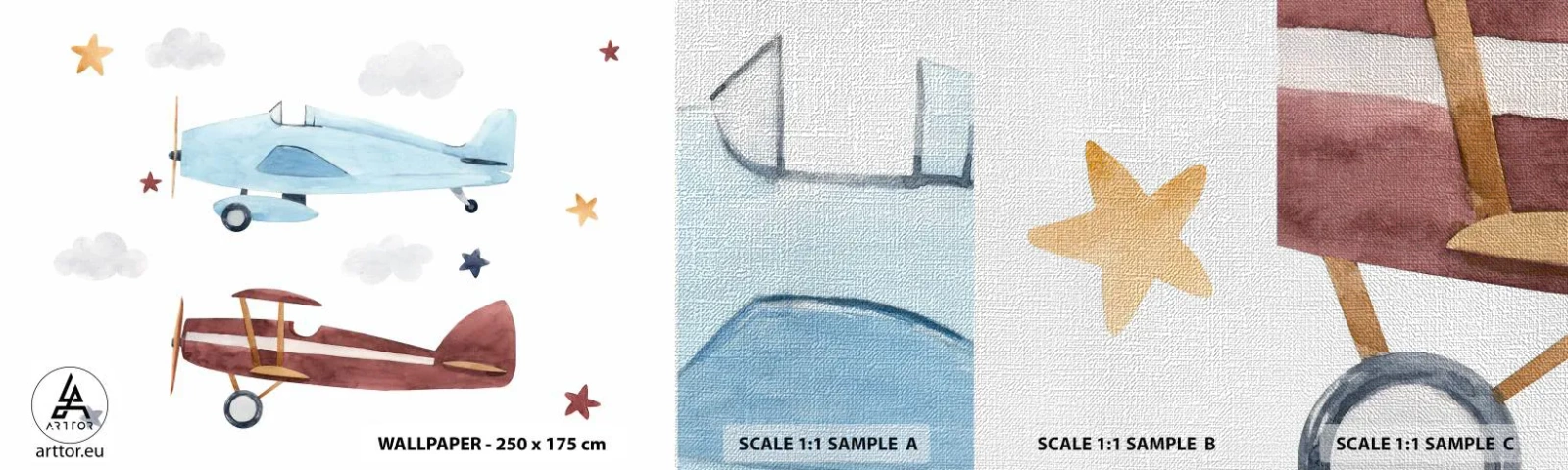 Fototapeten Muster Premium Canvas - Wir warten, Herr Pilot! - Flugzeuge, Retro, Kinder - 100x30 cm