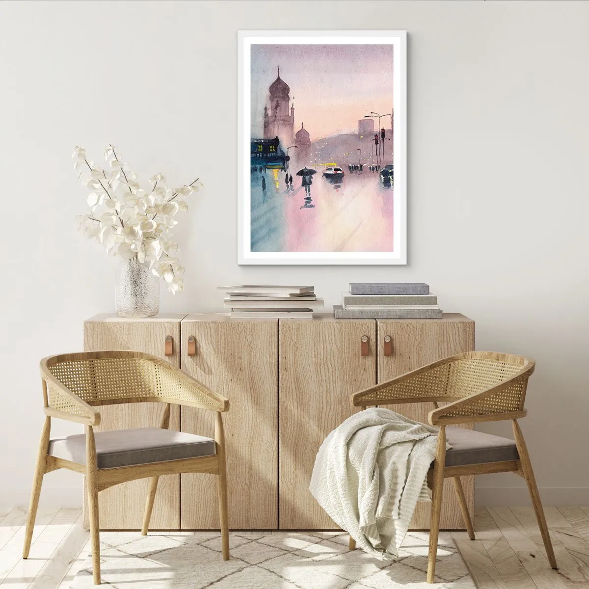 Poster in einem weißen Rahmen - Im regnerischen Dunst - 70x100 cm