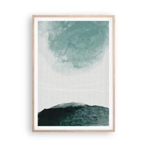 Poster in einem Rahmen aus heller Eiche - Begegnung mit Nebel - 70x100 cm