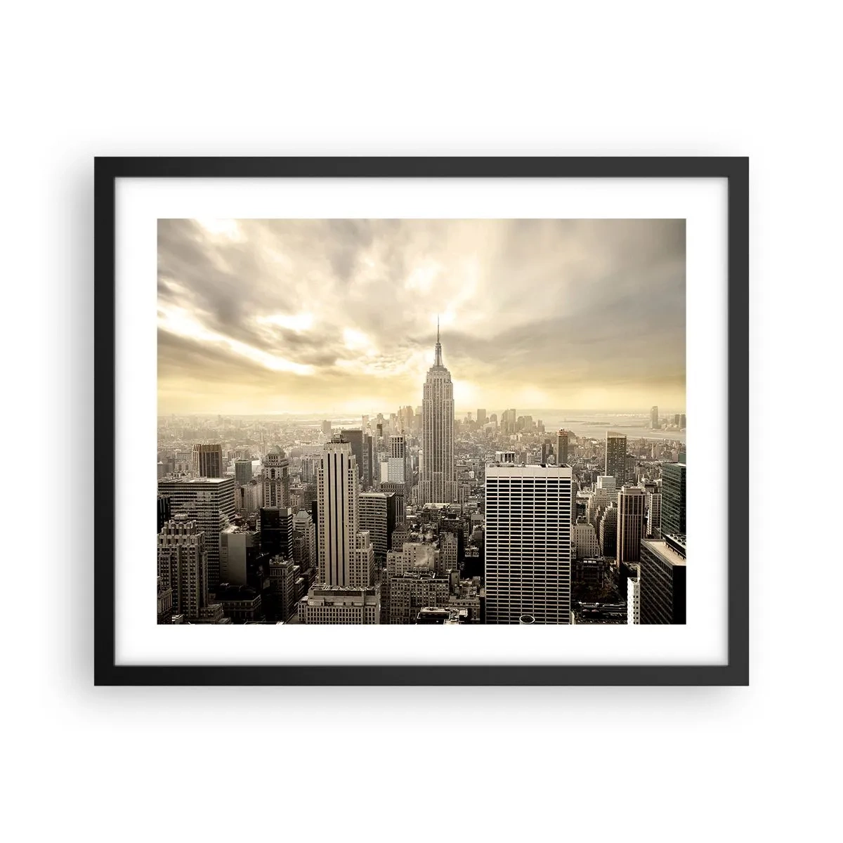 Poster in einem schwarzem Rahmen - New York aus Grau - 50x40 cm