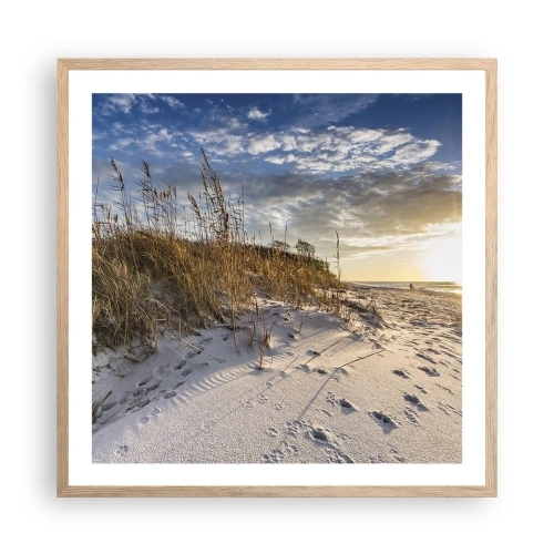 Poster in einem Rahmen aus heller Eiche - Einladung zu einem Spaziergang - 60x60 cm