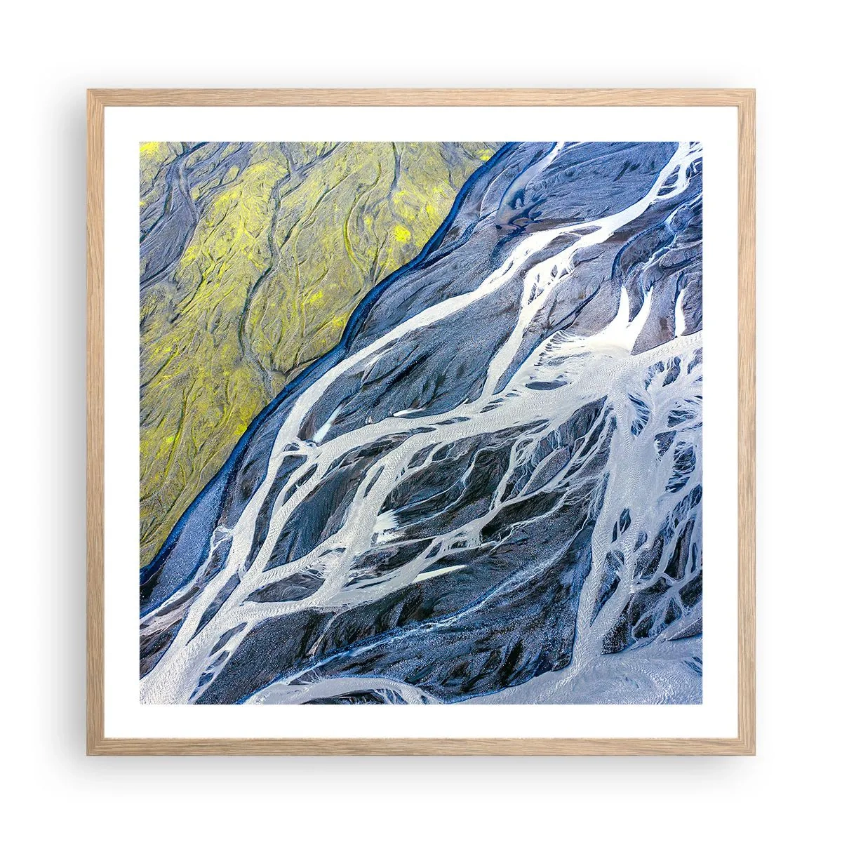 Poster in einem Rahmen aus heller Eiche - Felsmalereien der Natur - 60x60 cm