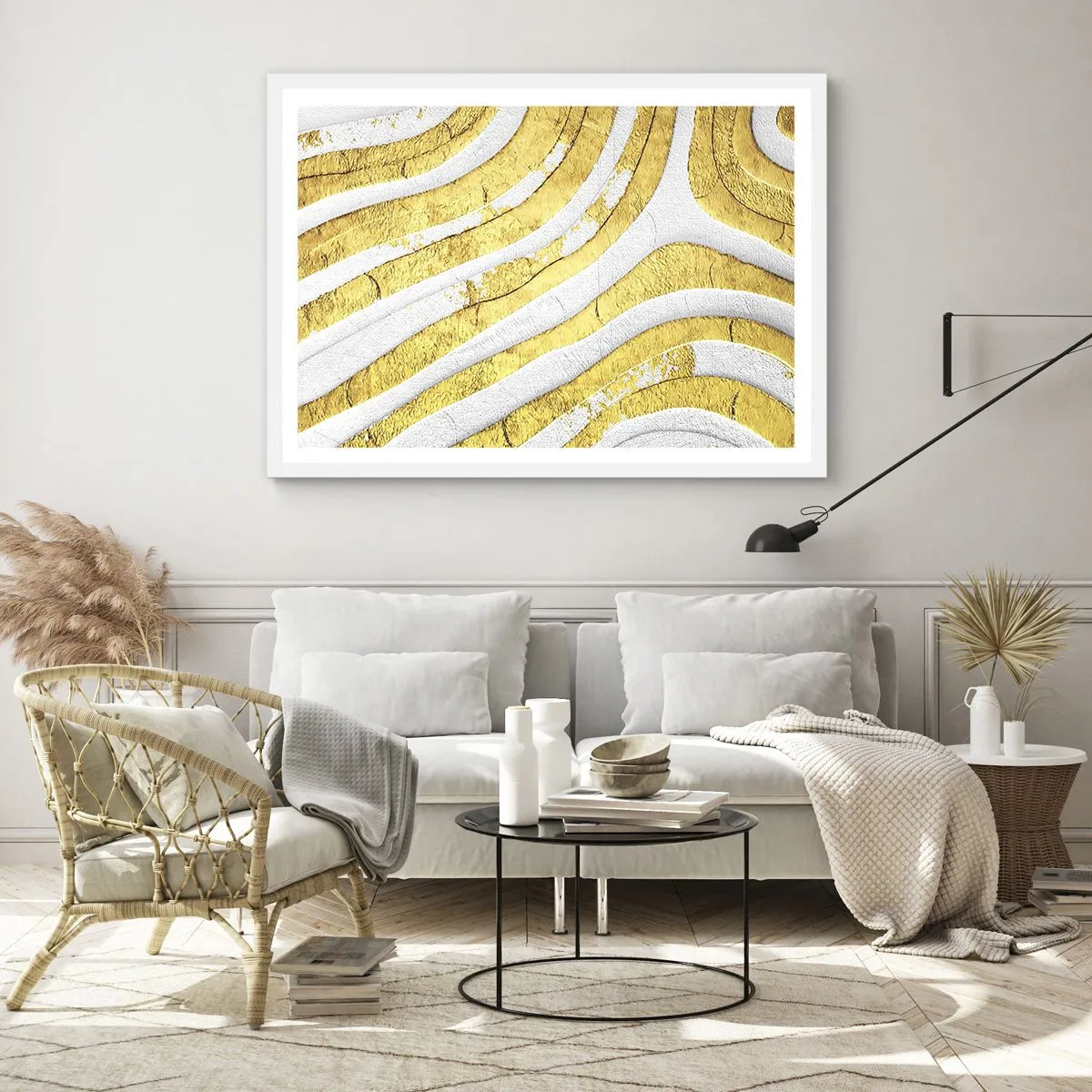 Poster in einem weißen Rahmen - Komposition in Weiß und Gold - 40x30 cm