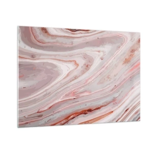 Glasbild - Bild auf glas - Abstraktes Muster in Rosa- und Brauntönen - 100x70cm - Rosa Flüssigkeit - Moderne Wanddekoration für Wohnzimmer und Schlafzimmer ARTTOR
