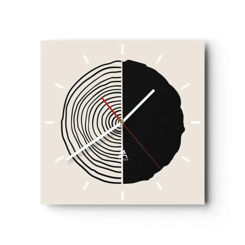 Wanduhr - Glasuhr - Halb und halb - 40x40 cm