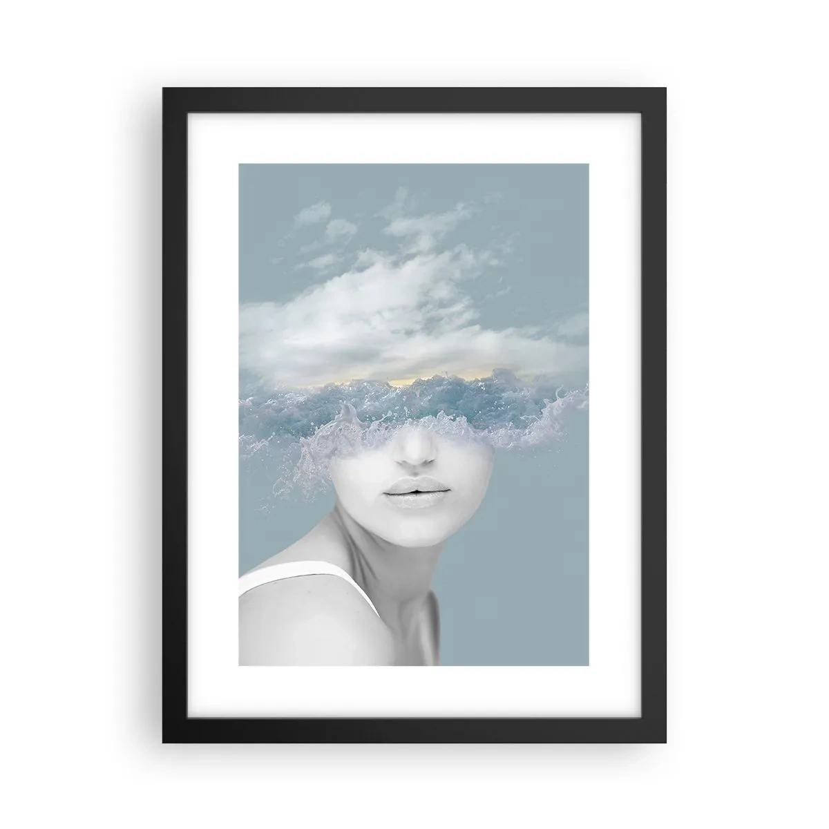 Poster in einem schwarzem Rahmen - Mit dem Kopf in den Wolken - 30x40 cm