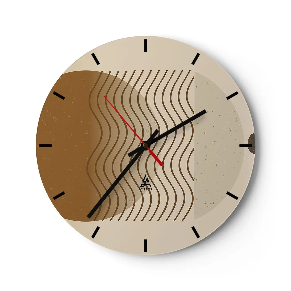 Wanduhr - Glasuhr - Abstrakte Kreise in Rot- und Blautönen auf schwarzem Hintergrund - 30x30cm - Zur Entstehung geometrischer Figuren - Moderne Wanddekoration für Wohnzimmer, Küche und Schlafzimmer ARTTOR