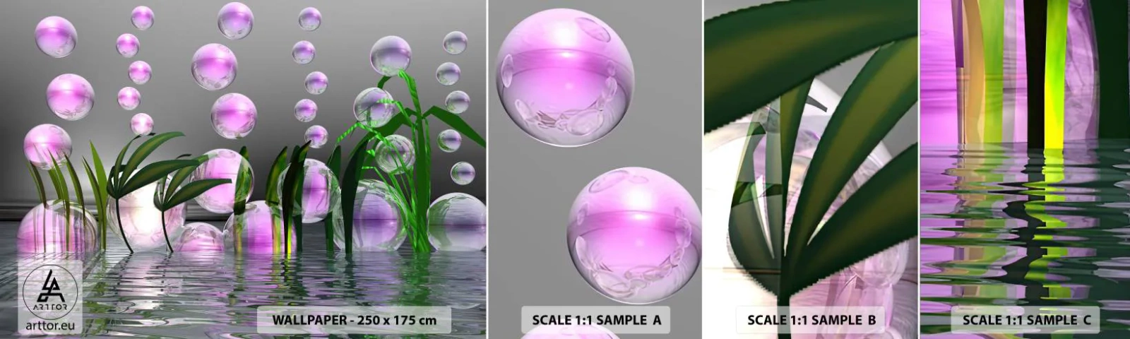 Fototapetenmuster Standard Eco - Eine reflektierende Komposition aus Leichtigkeit und Leben - Abstraktion, Grafik, 3D - 100x30 cm
