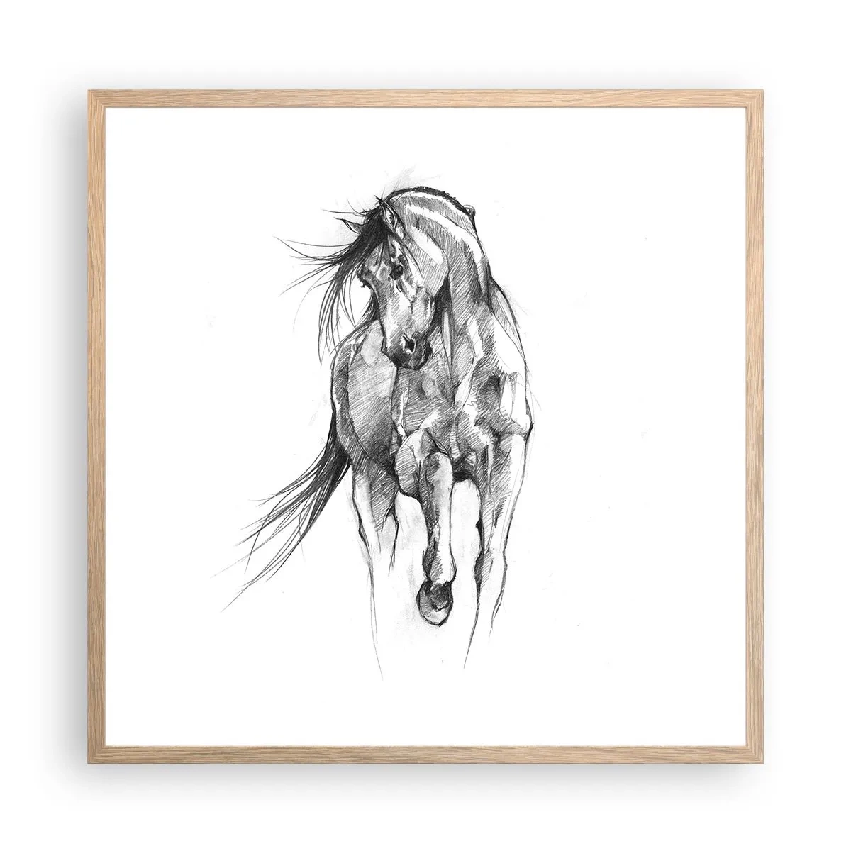 Poster in einem Rahmen aus heller Eiche - Im anmutigen Trab - 60x60 cm