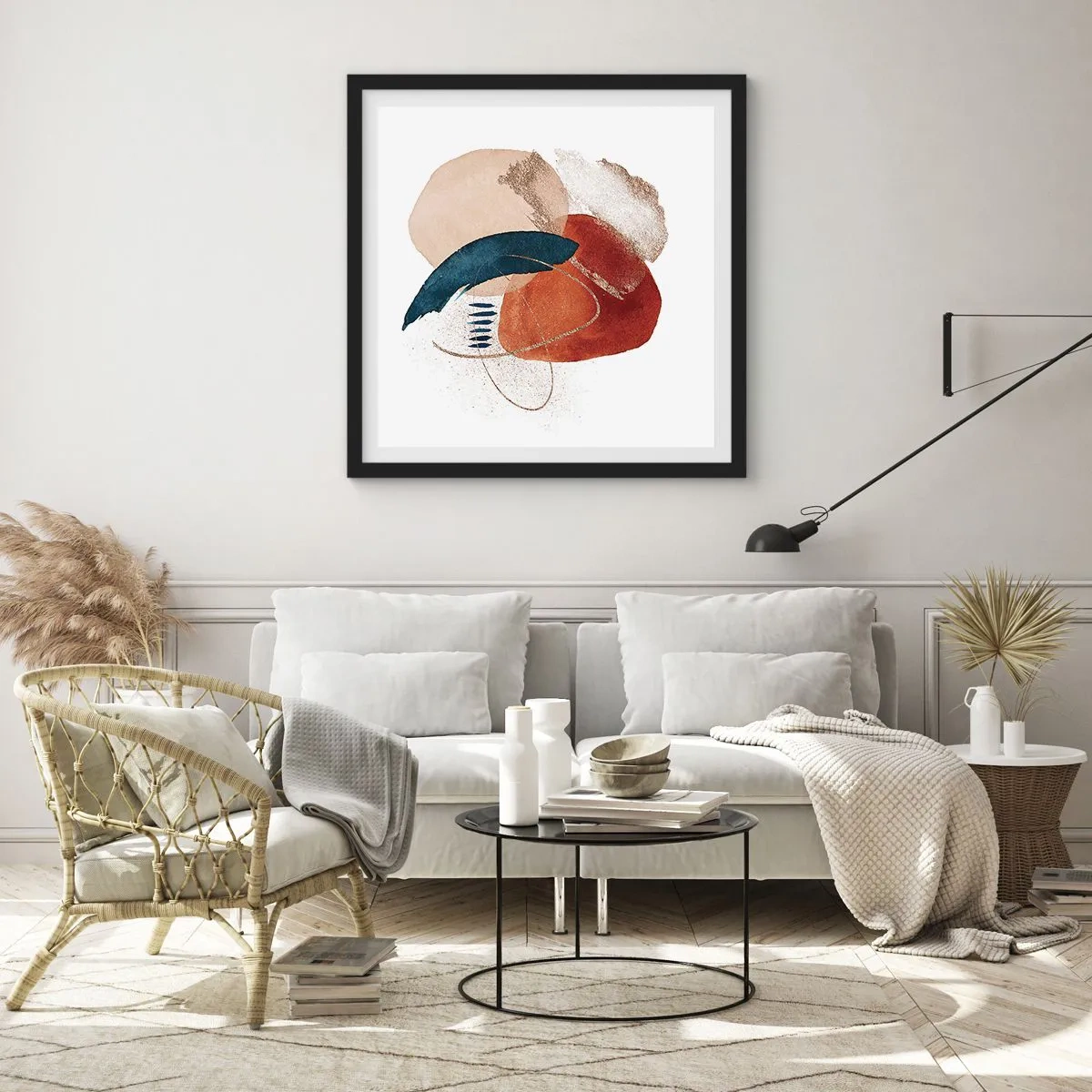 Poster in einem schwarzem Rahmen - Ovale Komposition - 40x40 cm
