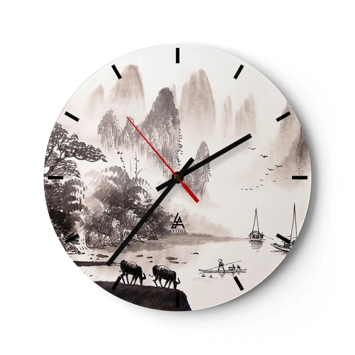 Wanduhr - Glasuhr - Der exotische Alltag des Ostens - 40x40 cm