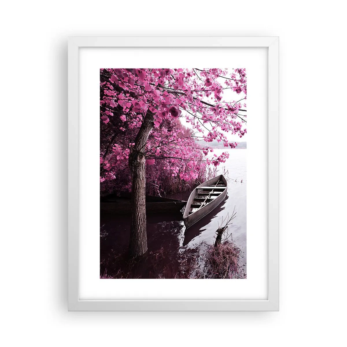 Poster in einem weißen Rahmen - In rosa Stille - 30x40 cm