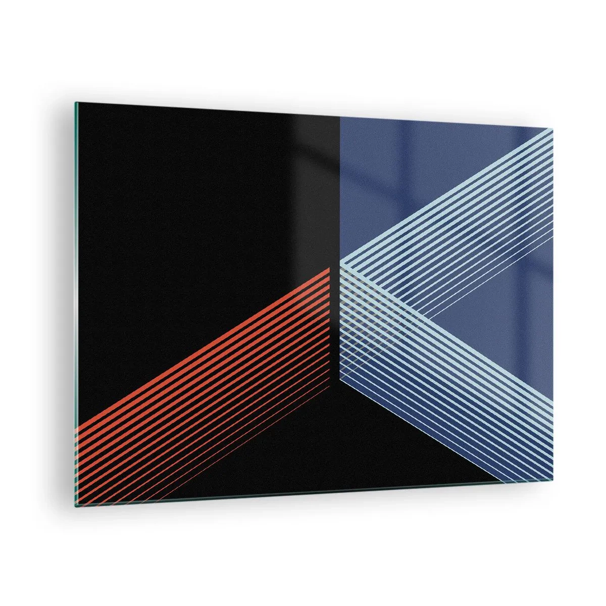 Glasbild - Bild auf glas - Eine moderne geometrische Komposition mit Linien und Farbkontrasten. - 70x50cm - Eine einfache Geschichte - Moderne Wanddekoration für Wohnzimmer und Schlafzimmer ARTTOR