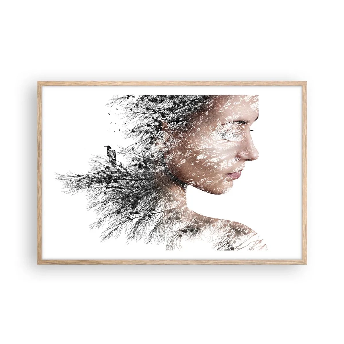 Poster in einem Rahmen aus heller Eiche - Der Geist des Waldes - 91x61 cm