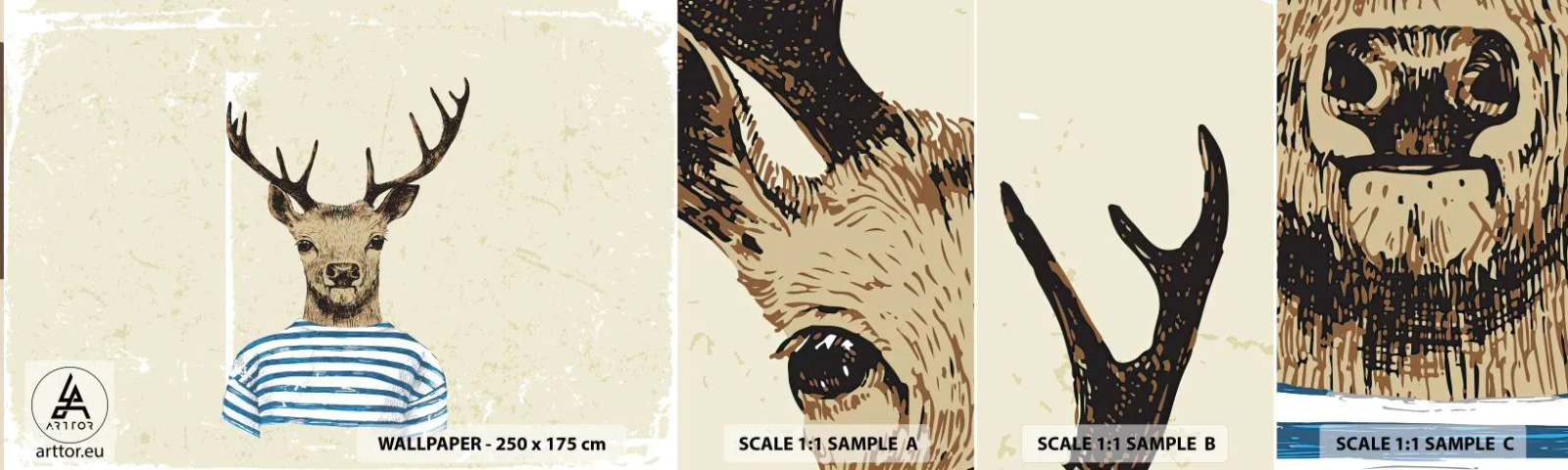 Fototapeten Muster Selbstklebend Deluxe Sticker - Weil ich gestreifte T-Shirts mag! - Abstraktion, Reh, Stück - 100x30 cm