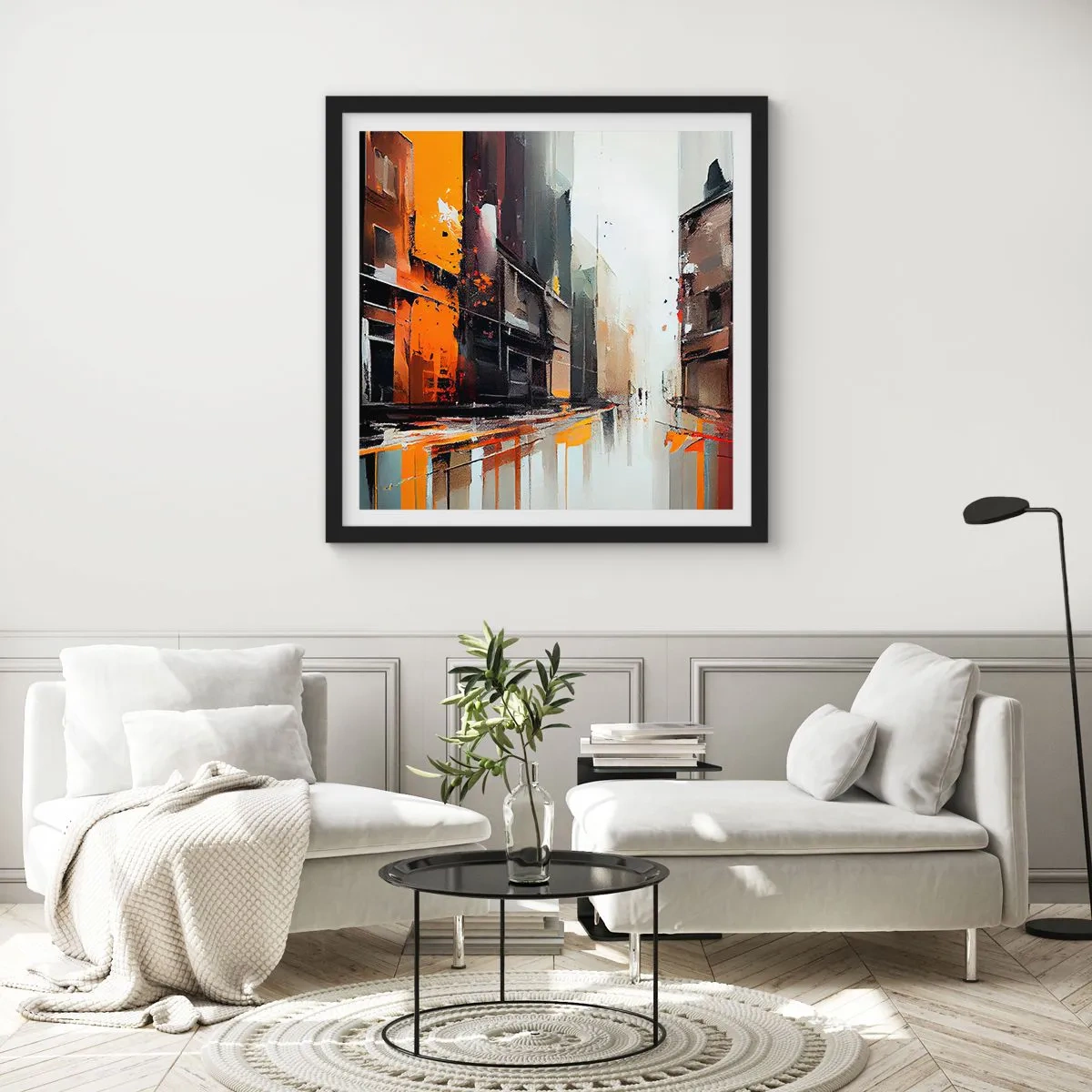 Poster in einem schwarzem Rahmen - Regnerischer Tag - 40x40 cm