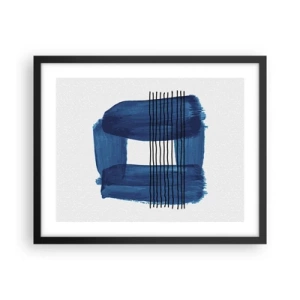 Poster in einem schwarzem Rahmen - Blaue und schwarze Komposition - 50x40 cm
