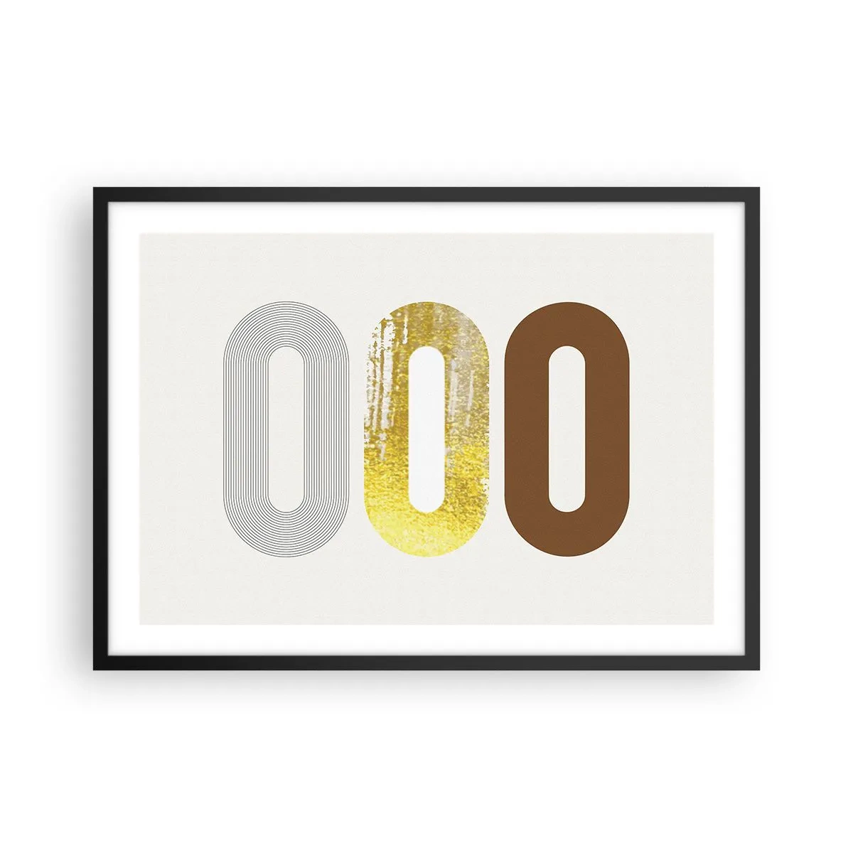 Poster in einem schwarzem Rahmen - Abstraktes Motiv aus drei geometrischen Formen - 70x50cm - Oooh! - Moderne Wanddekoration für Wohnzimmer und Schlafzimmer ARTTOR