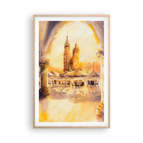 Poster in einem Rahmen aus heller Eiche - Östlich über dem Krakauer Marktplatz - 61x91 cm