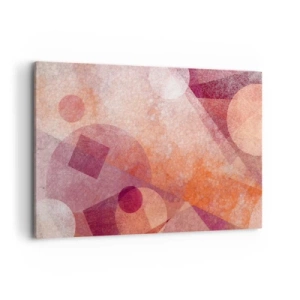 Bild auf Leinwand - Leinwandbild - Abstrakte geometrische Formen in Pastelltönen von Rosa - 120x80cm - Geometrische Transformationen in Pink - Moderne Wanddekoration für Wohnzimmer und Schlafzimmer ARTTOR