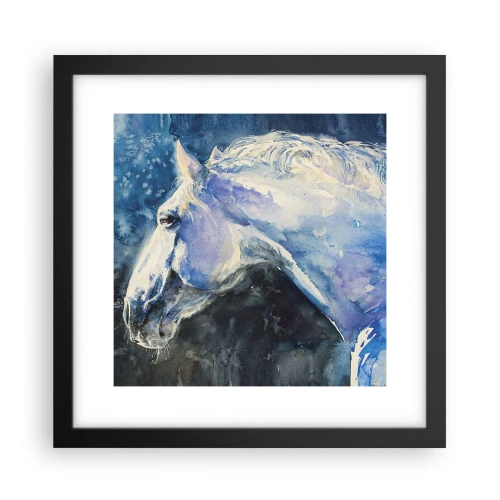 Poster in einem schwarzem Rahmen - Porträt in blauem Glanz - 30x30 cm