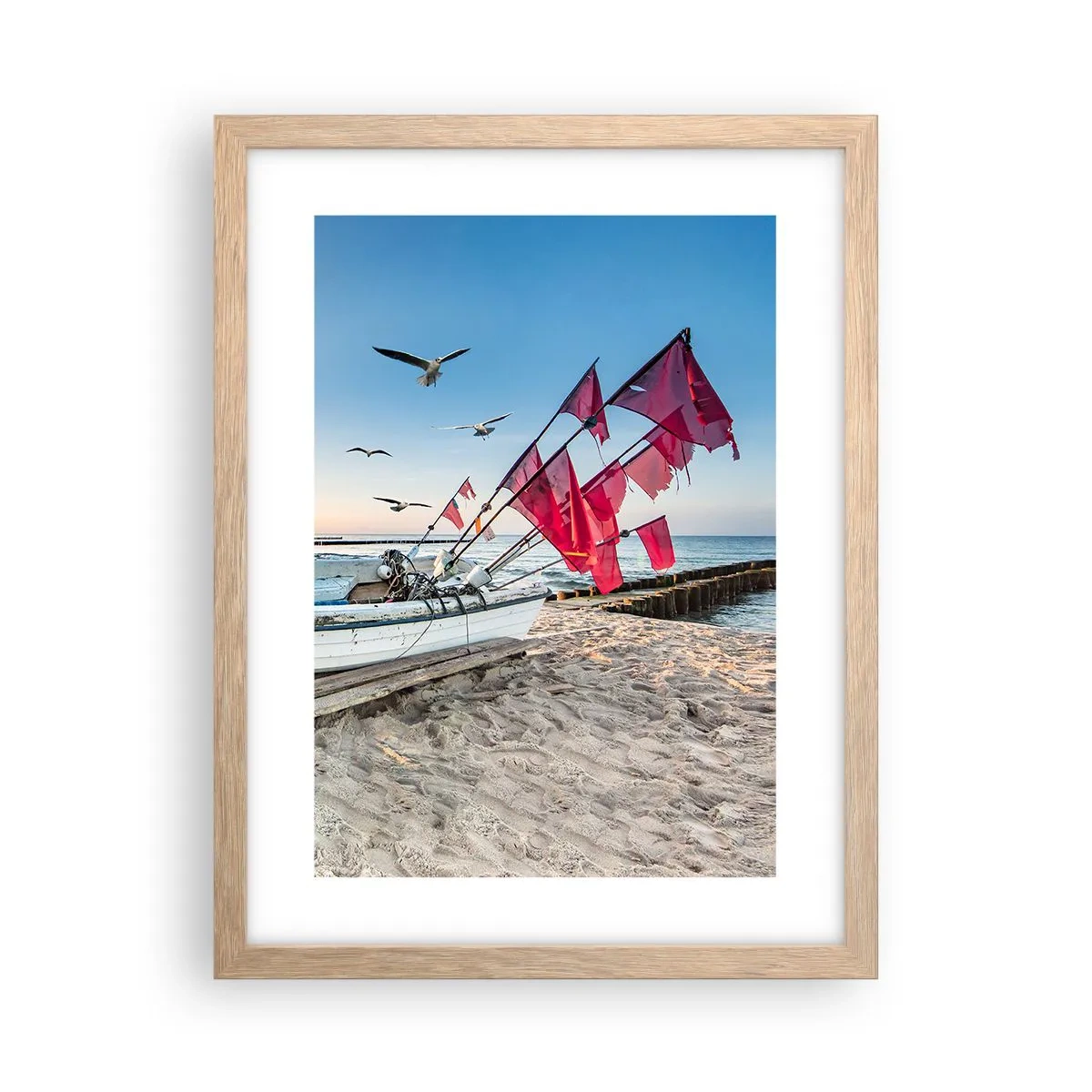 Poster in einem Rahmen aus heller Eiche - Wohlverdiente Ruhe - 30x40 cm