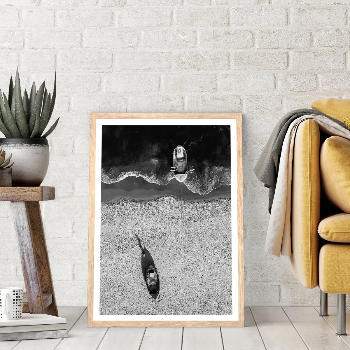 Poster in einem Rahmen aus heller Eiche - Immer noch am Ufer… - 50x70 cm