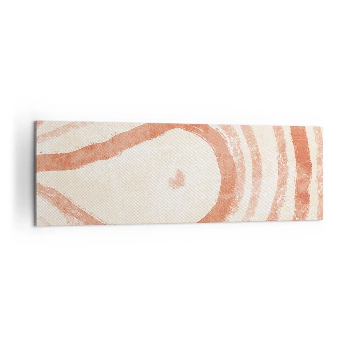 Bild auf Leinwand - Leinwandbild - Ein abstraktes Motiv aus konzentrischen Linien in Terrakotta-Tönen. - 160x50cm - Korallenkreise – Komposition - Moderne Wanddekoration für Wohnzimmer und Schlafzimmer ARTTOR