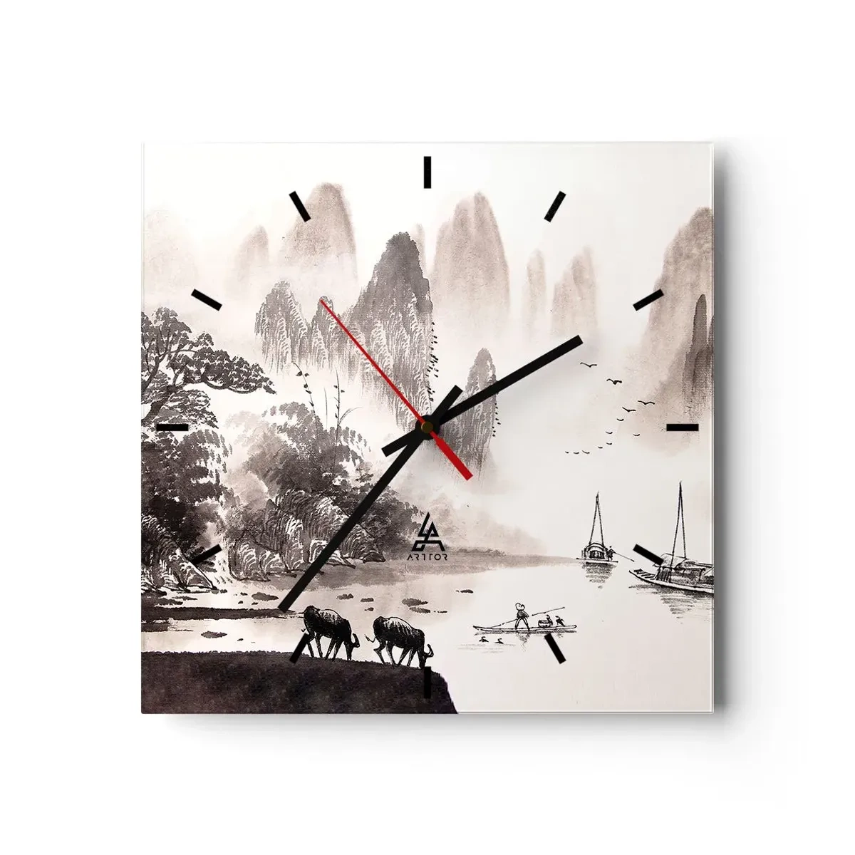 Wanduhr - Glasuhr - Der exotische Alltag des Ostens - 40x40 cm