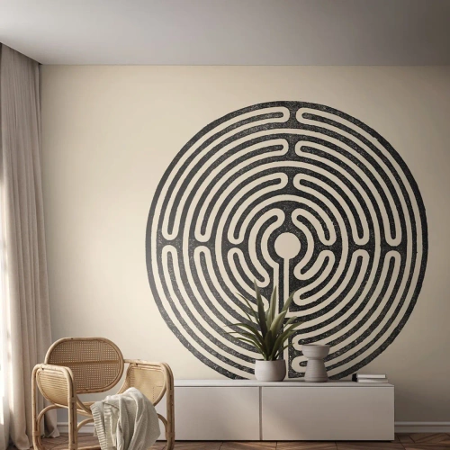 Fototapete Premium Canvas - Geheimnisvolle Ordnung - Labyrinth, Minimalismus, Schwarz und weiß - 450x315 cm