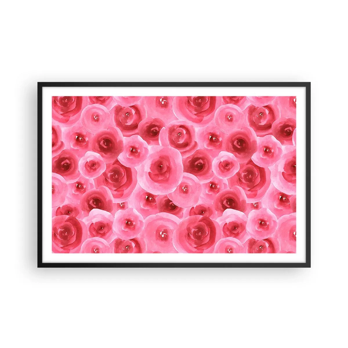 Poster in einem schwarzem Rahmen - Oben und unten Rosen - 91x61 cm