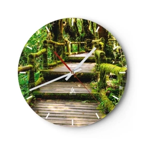 Wanduhr - Glasuhr - Ein Korridor voller Grün - 40x40 cm