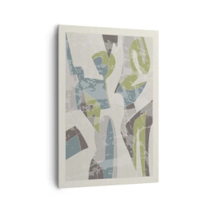 Bild auf Leinwand - Leinwandbild - Abstrakte Formen in Grün und Blau auf hellem Hintergrund - 70x100cm - Komposition hinter dem Glas - Moderne Wanddekoration für Wohnzimmer und Schlafzimmer ARTTOR