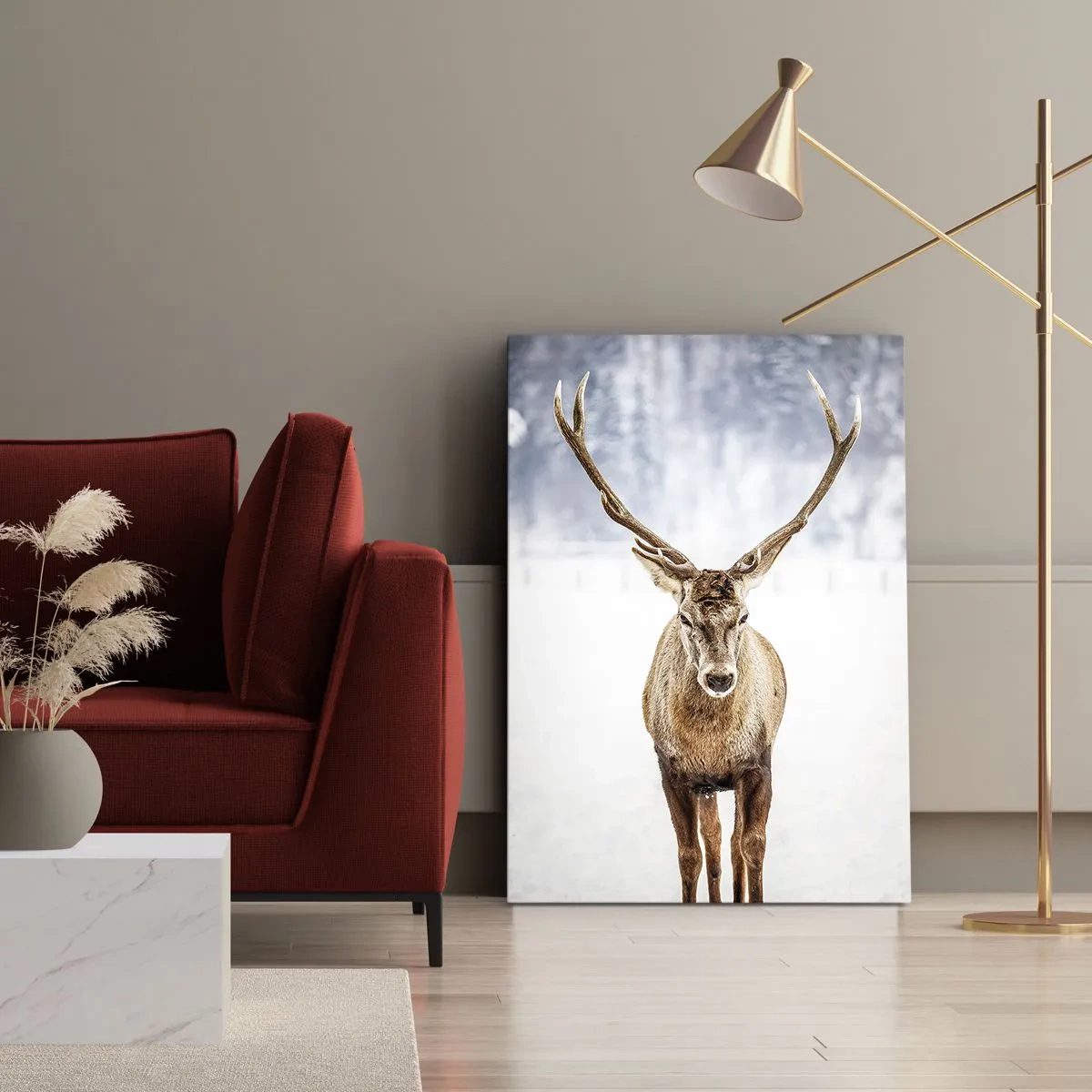 Bild auf Leinwand - Leinwandbild - Direkt aus dem Schneenebel - 80x120 cm